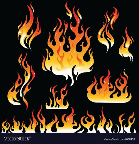 Fire And Flame Graphic Elements Royalty Free Vector Image Fire