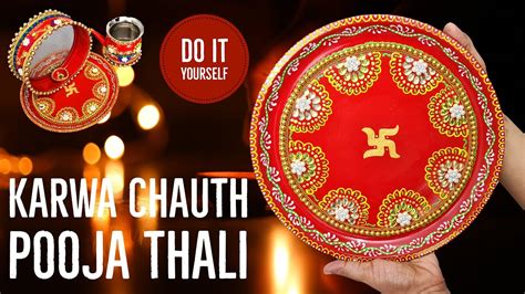 Karwa Chauth Pooja Thali Decoration Part 1 Handmade Diy Art And