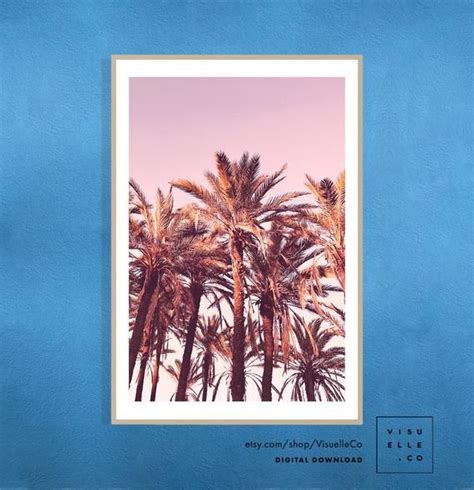 Palm Tree Print Beach Sunset Wall Art California Poster Etsy Sunset