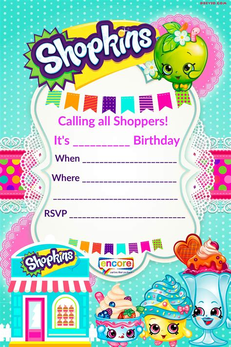 Shopkins Free Printable Birthday Invitations