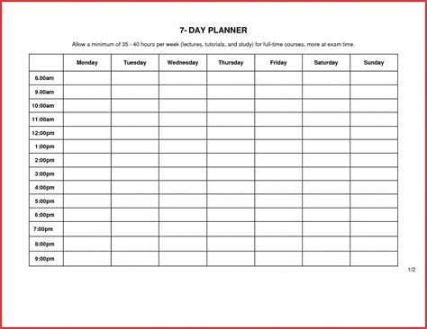Blank 7 Day Calendar To Print For Several Circumstances You Can Need A