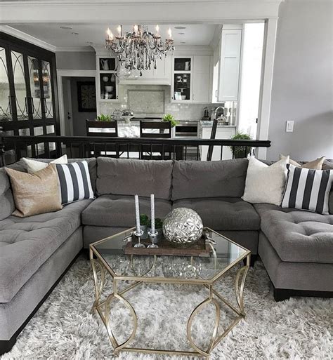 Change Up The Gray Couch With And Chic Black And White Striped Accents