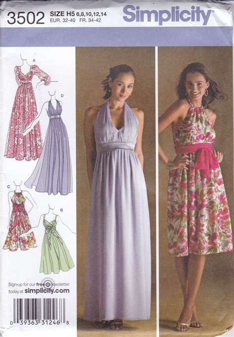 New Sewing Pattern Simplicity 3502 Day Evening Wear Halter Etsy In