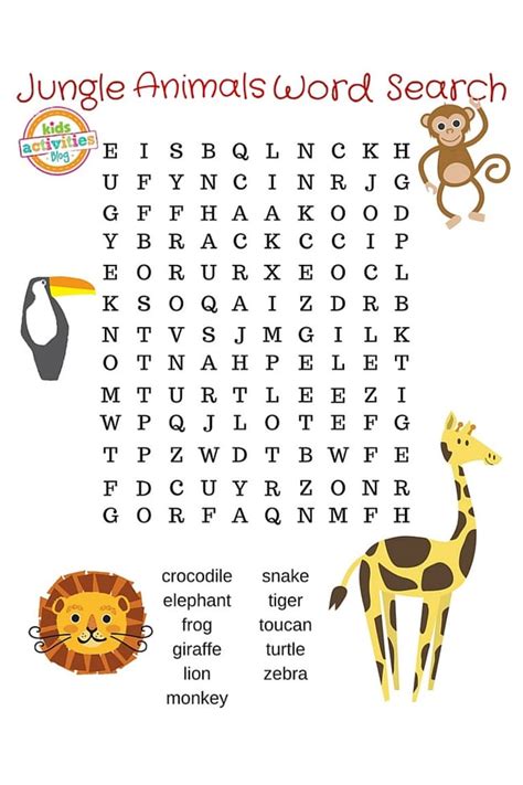 Zoo Animals Word Search Free Printable Animal Word Search For Kids