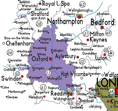 Map Of Oxfordshire In England Useful Information About Oxfordshire