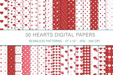 Hearts Valentines Digital Papers Graphic By As Digitale · Creative Fabrica
