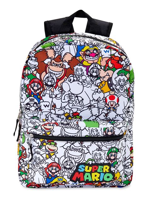Nintendo Super Mario All Over Print White Kids Backpack