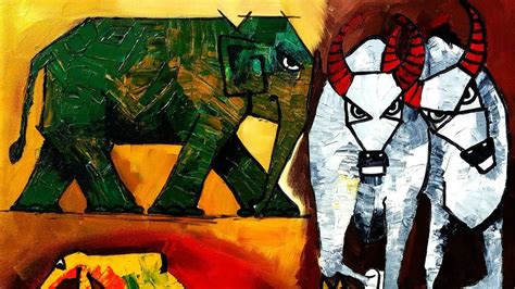 Composition Painting 3 Basic Shapes In Animals Modern Art Concept