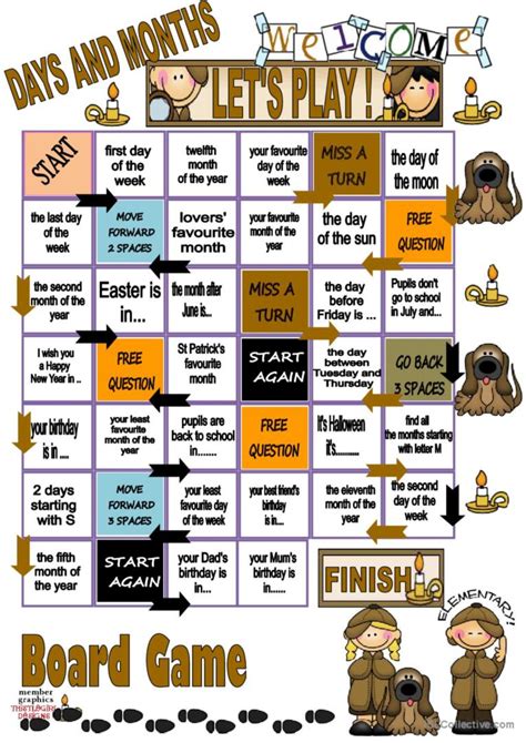 Days And Months Board Game English Esl Worksheets Pdf And Doc