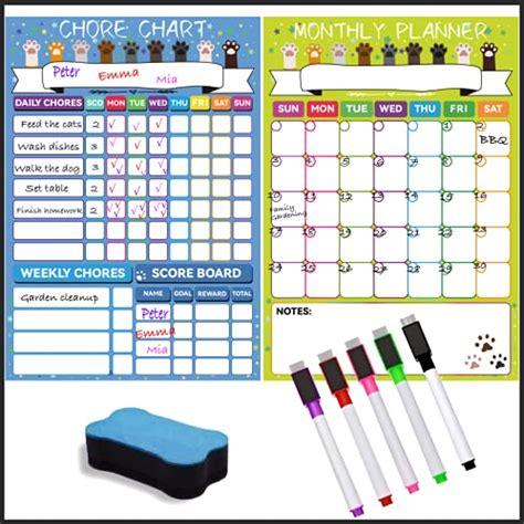 Buy Magnetic Board Reward Chore Behavior Chart For Kids Multiple Kids