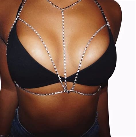 Crystal Bra Rhinestone Chain Lingerie Festival Body Jewelry Showgirl Crossover Harness Bikini
