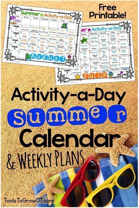 Activity A Day Summer Calendar And Weekly Plans Summer Calendar Summer