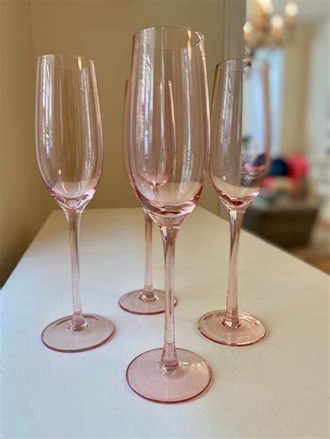 Tall Pink Champagne Glasses Set Of 4 Etsy Pink Champagne Champagne Champagne Glasses