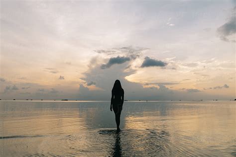 Silhouette Of A Beautiful Woman On The Beach By Stocksy Contributor Andrey Pavlov Stocksy