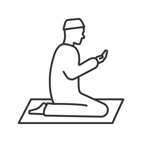 Praying Muslim Man Linear Icon Thin Line Illustration Worship