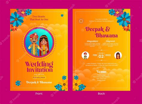 Premium Vector Beautiful Indian Wedding Invitation Card Template Design