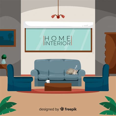 How to design a vector living room in adobe illustrator (ideas graphics by asees. Elegant living room interior with flat design | Free Vector