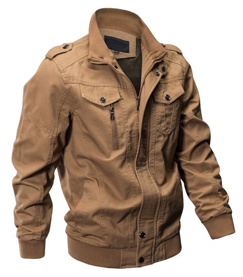 Seeksmile Mens Cotton Lightweight Casual Jacket X Large Khaki