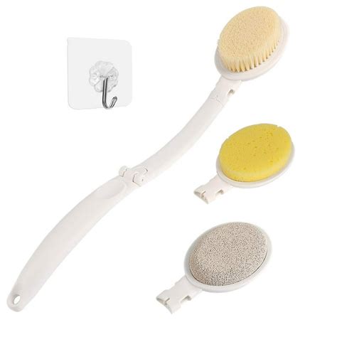 Lfj Bath Body Brush Set With Long Handle 3 In 1 Foldable Shower Brush