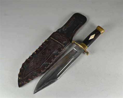 Sold Price Large Handmade Bowie Knife With Sheath January 6 0120 10 00 Am Est