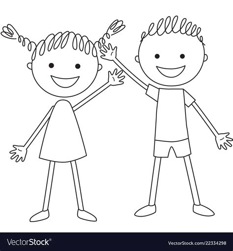 Standing Boy And Girl Royalty Free Vector Image