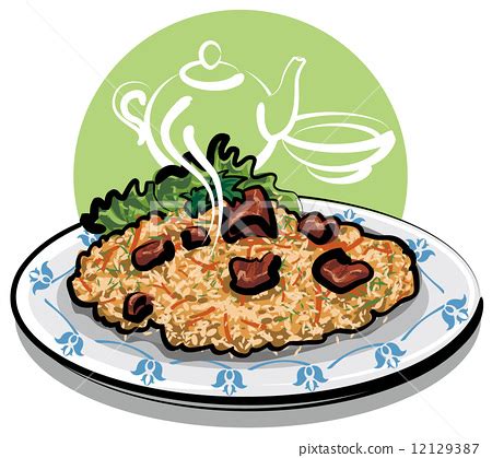 Pilaf Rice With Meat Stock Illustration Pixta