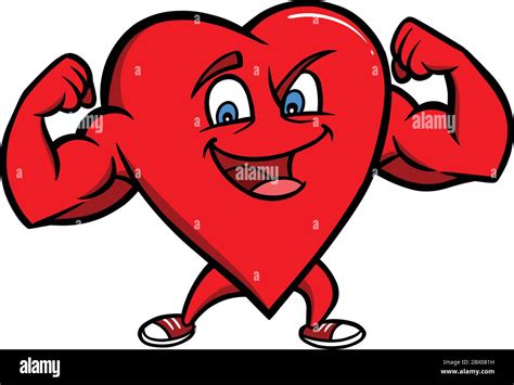 Strong Heart Character A Cartoon Illustration Of A Strong Heart