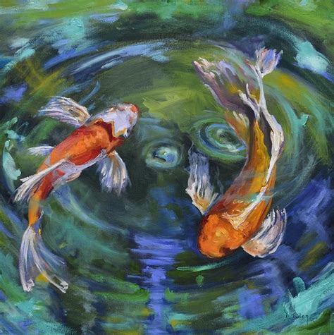 Koi Swirl Pond Painting Fish Art Koi Painting