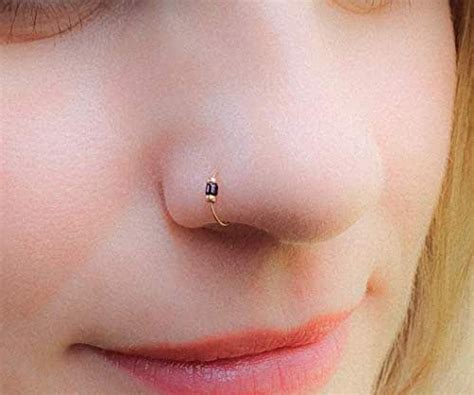 24g Nose Ring 7mm Beaded Hoop 14k Gold Filled Nose Piercings Ring Handmade Products