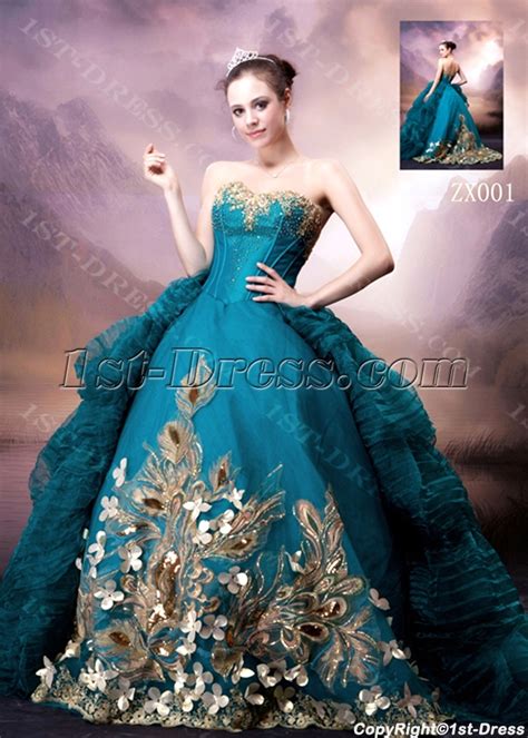 Buy Gold And Blue Wedding Dress Off 60