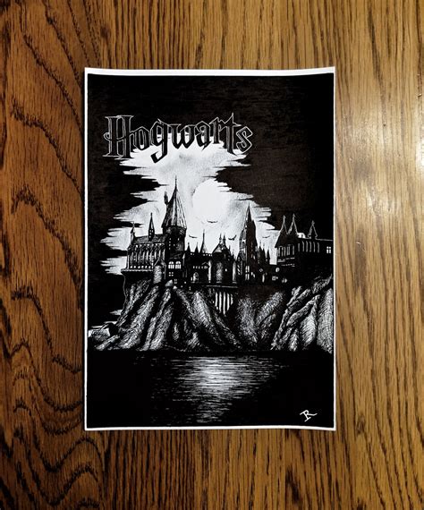 Original Ink Drawing Hogwarts Castle Etsy