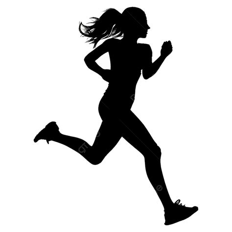 Zwart Silhouet Van Rennende Vrouw Vrouwen Rennen Silhouet Vrouw Rennen Afbeelding PNG
