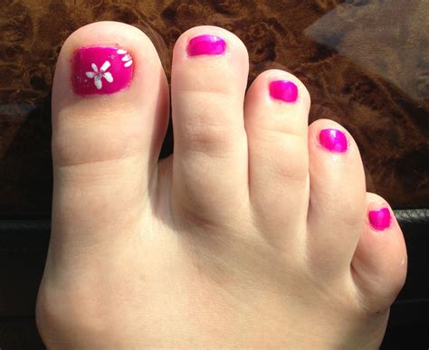 Pink Pedicure With Flower Design Nails Pinterest Pedicures