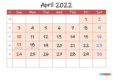 April 2022 Free Printable Calendar With Holidays Template Ink22m112
