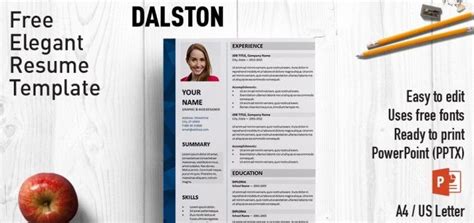Dalston Elegant Powerpoint Resume Template Showeet Free Resume