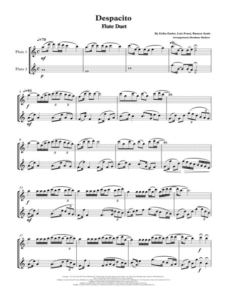 Despacito By Luis Fonsi And Daddy Yankee Flute Duet Music Sheet