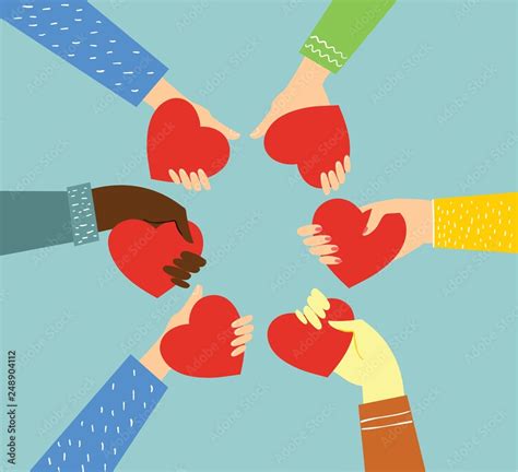 vetor de share your love hands holding hearts as love massages vector illustration for