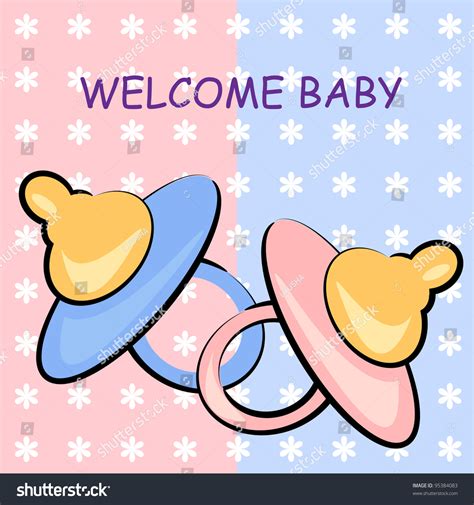 Welcome Baby Card Pacifier Birthday Illustration Stock Vector Royalty