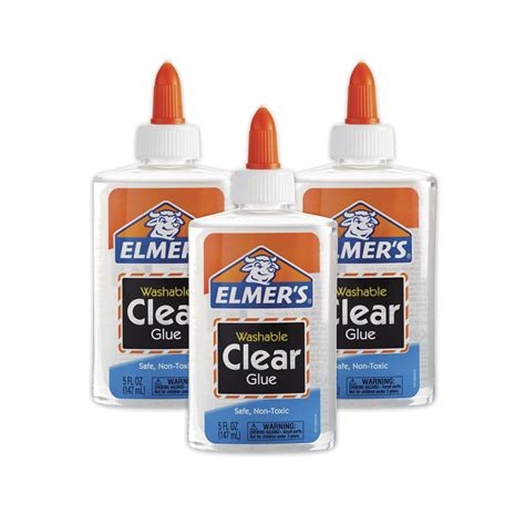 Elmers Liquid School Glue Clear Washable 5 Ounces 3 Count