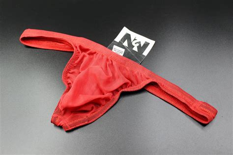 N2n Bodywear Men Red Color Sheer Mesh G String Thong Underwear Size M