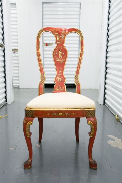Pair Of Japanned Or Chinoiserie Chinese Red Side Chairs At 1stdibs