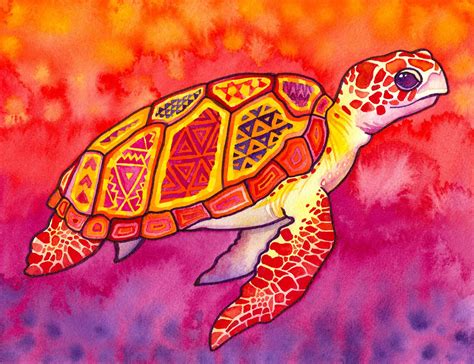 Sea Turtle Painting Turtle Painting Sea Turtle Artwork