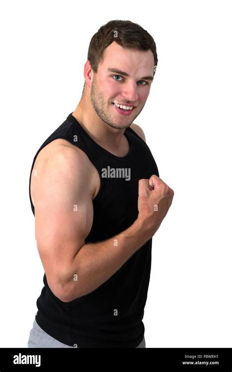 Young Attractive Man Flexing His Biceps Stock Photo Alamy