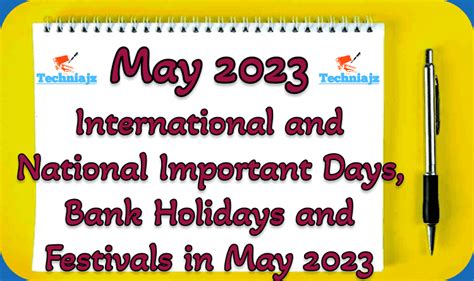 International National Important Days Bank Holidays And Festivals In