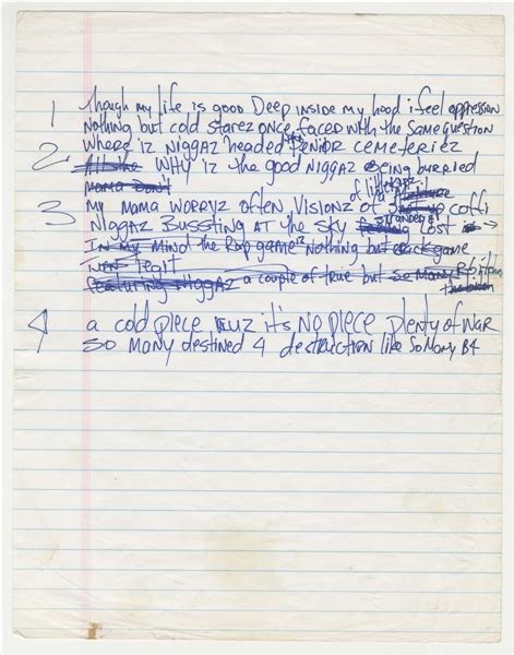 Lot Detail Tupac Shakur Unreleased Verse Handwritten Lyrics