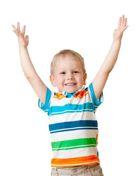 Portrait Of Happy Kid Boy Isolated On White Stock Photo Image Of