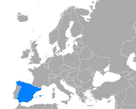 Mapa Da Espanha Na Europa Ilustração Do Vetor Ilustração De Cinzento