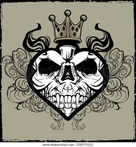 Skull Heart Tattoo Illustration Stock Illustration 338570315 Shutterstock