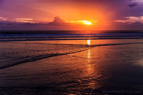 Magic Dramatic Unreal Sunset In Kuta Beach Bali Indonesia