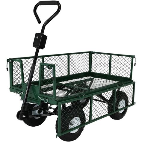 Sunnydaze Decor Utility Steel Dump Garden Cart Outdoor Lawn Wagon With
